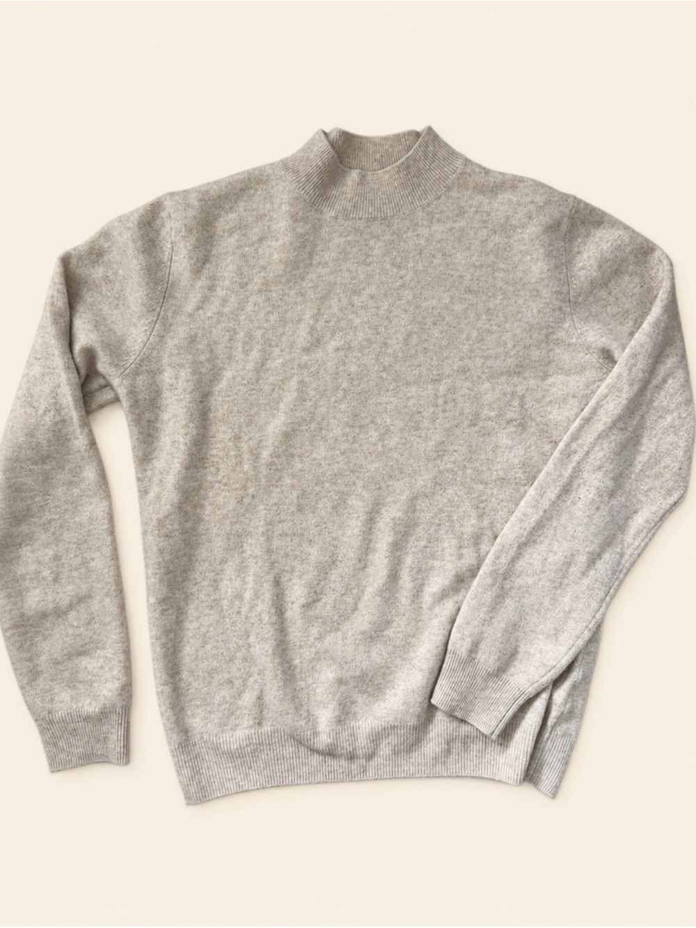 Women's Light Tan Mock Neck Soft Fine Wool Sweater